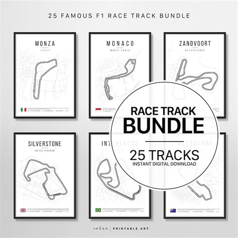 F1 Poster Bundle Race Track Wall Art Includes 25 Famous Circuits