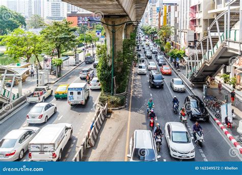 Heavy Traffic On Sukhumvit Road Bangkok Thailand Editorial