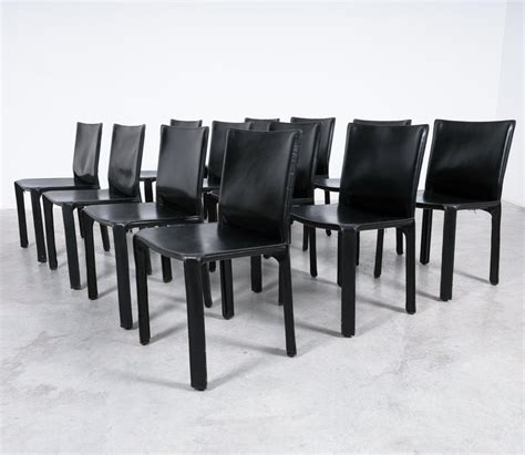 Mario Bellini Cassina Cab 412 Twelve 12 Black Leather Dining Chairs Italy For Sale At 1stdibs