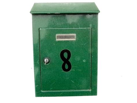 French Galvanized Iron Mailbox Bank For Door Green Paint Vintage Gate