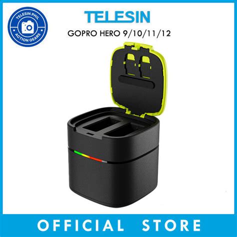 TELESIN 2 Slot Fast Battery Charging Box Charger With Card Storage For