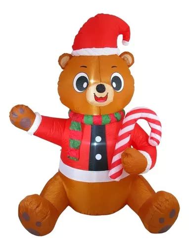 Inflable Navideño Oso Feliz Con Caramelo 2 4 Mts Exterior Meses sin