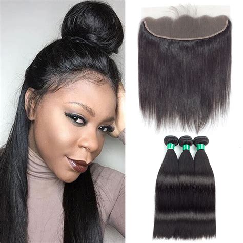 Buy Brazilian Straight Human Hair Bundles With Frontal