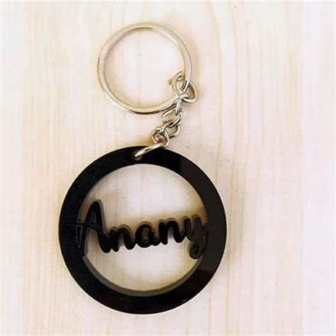 Round Acrylic Naming Keychain At Rs Piece Wooden Keychain With