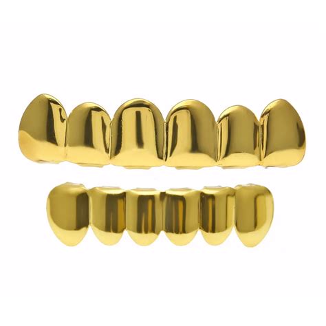 Dhgate Unisex K Gold Plated Copper Teeth Braces Piece Hip Hop