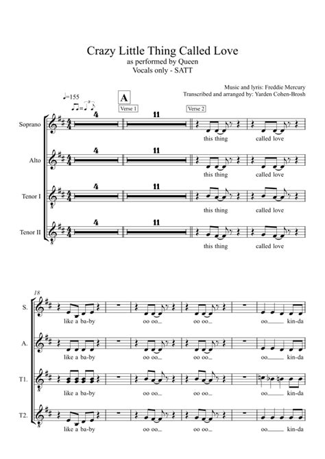 Crazy Little Thing Called Love Arr Yarden Cohen Brosh By Dwight Yoakam Sheet Music For Sat