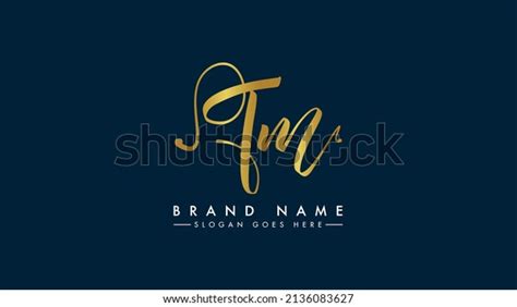 Tm Monogram Logo Golden Signature Style Stock Vector Royalty Free