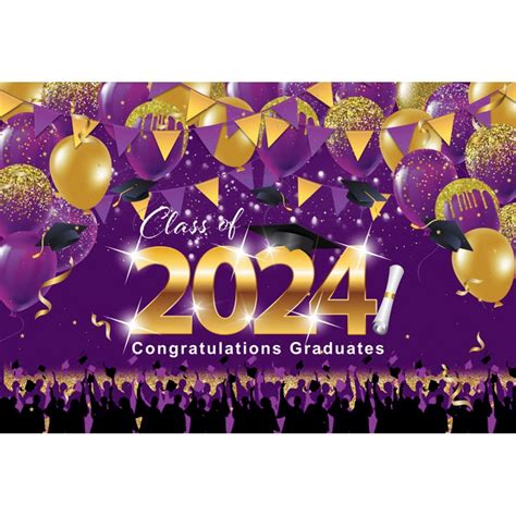 Congrats Grad Graduation Backdrop Class Of 2024 Graduation Party Decor Black And Gold Bachelor