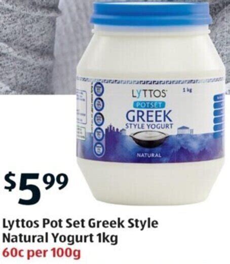 Lyttos Pot Set Greek Style Natural Yogurt 1kg Offer At Aldi