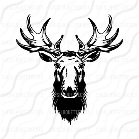 Moose Head Svg Moose Antler Svg Moose Silhouette Svg Cut Table Design Svg Dxf Png Use With