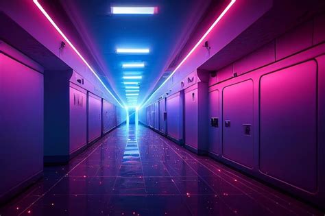 Premium Photo Abstract Sci Fi Futuristic Hallway Dark Room In Space