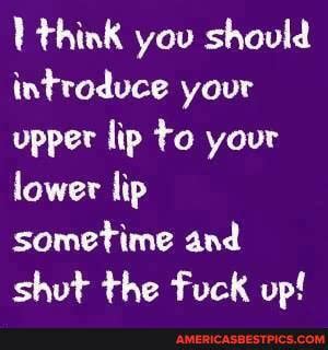 Think You Should Introduce Your Upper Lip To Your Lower Lip Sometime And Shut The Fuck Up