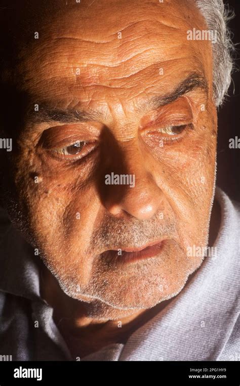 Sad Old Man Looking Away Stock Photo Alamy