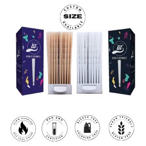 Pre Rolled Cones Mm Tower Box Organic White Paper For Rolling Papers