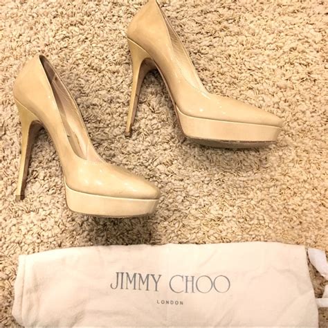 Jimmy Choo Cosmic Nude Patent Platform Pumps Gem