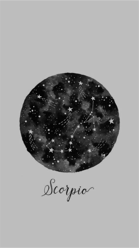 A Black And White Photo With Stars In The Sky Above It That Says Scorpio