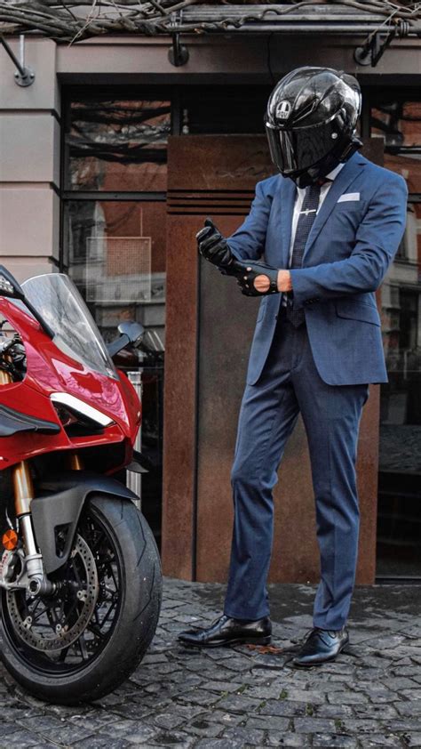 Suit Tie Motorcycle Man Helmet In Mens Suits Suit And Tie