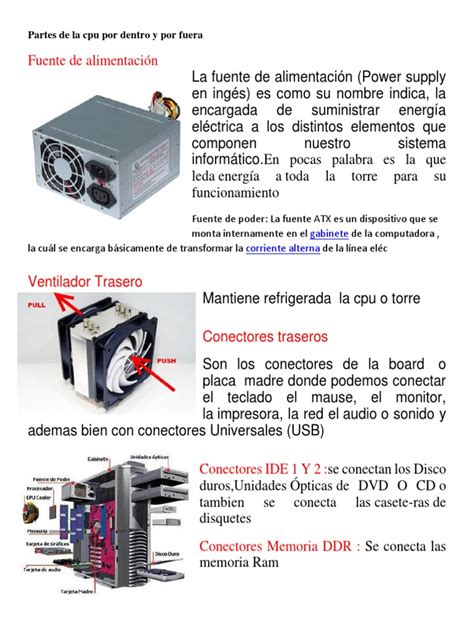 Partes De La Cpu Por Dentro Y Por Fuera Pdf Almacenamiento De Datos