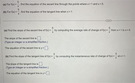 Solved (a) ﻿For f(x)=5x, ﻿find the equation of the secant | Chegg.com