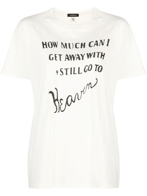 R13 Slogan Print Cotton T Shirt White Farfetch