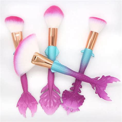 Pcs Mermaid Makeup Brushes Set Soft Silicone Handle Cosmetic