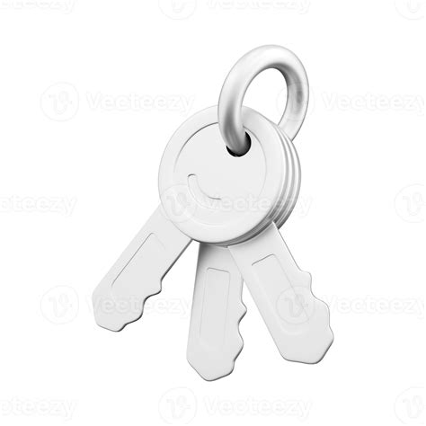 3d Render Icon Door Keys Isolated On White 3d Render Metalic Color