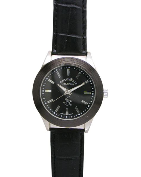 Beverly Hills Polo Club Mens Round Gunmetal Case Watch And Black Dial