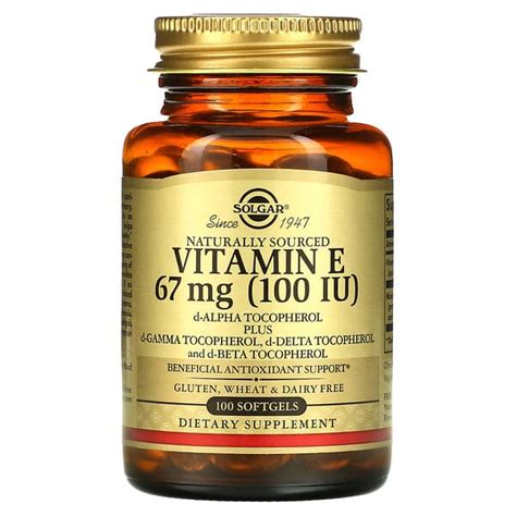 Solgar Naturally Sourced Vitamin E 67 Mg 100 IU 100 Softgels