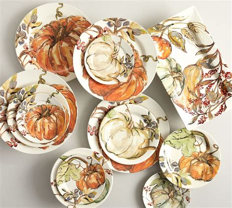 Harvest Pumpkin Dinner Plate Sets Pottery Barn