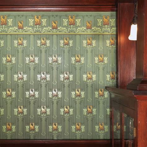 Bradbury Craftsman Style Floral Wallpaper Burnaby Frieze In Forest