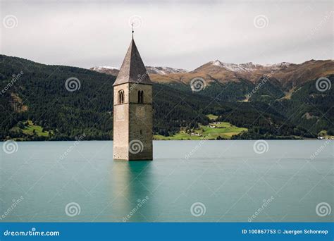 Submerged Church at Lake Reschen Stock Image - Image of adige, italy: 100867753