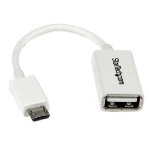 Cable Adaptador Micro USB A USB OTG Blanco De 12cm Macho A Hembra