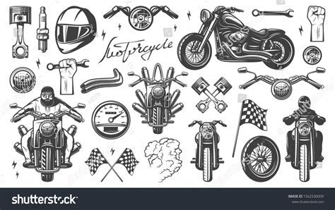 Motorcycle Chopper Front Side Motorcycle Driver Stock Vector Royalty Free 1562530009