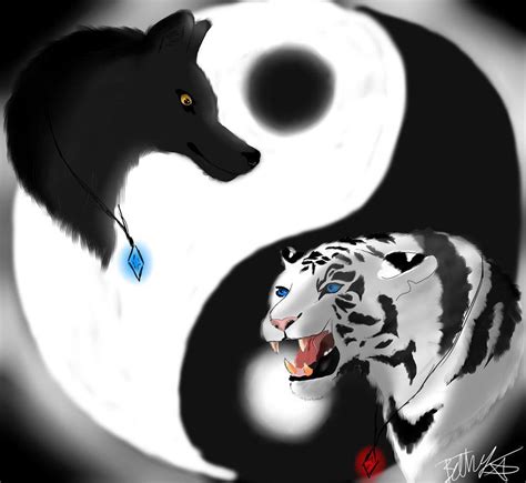 Tiger And Wolf Yin Yang By Thelonewolfgirl9999 Yin Yang Wolf Wolf