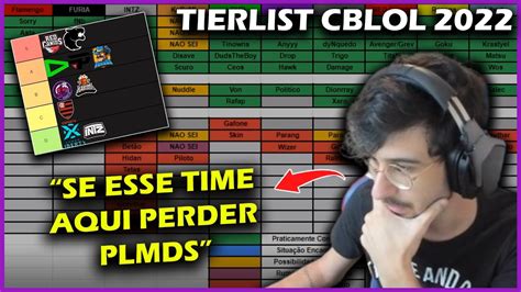 REVOLTA FAZ TIERLIST DOS MELHORES TIMES DO CBLOL 2022 YouTube