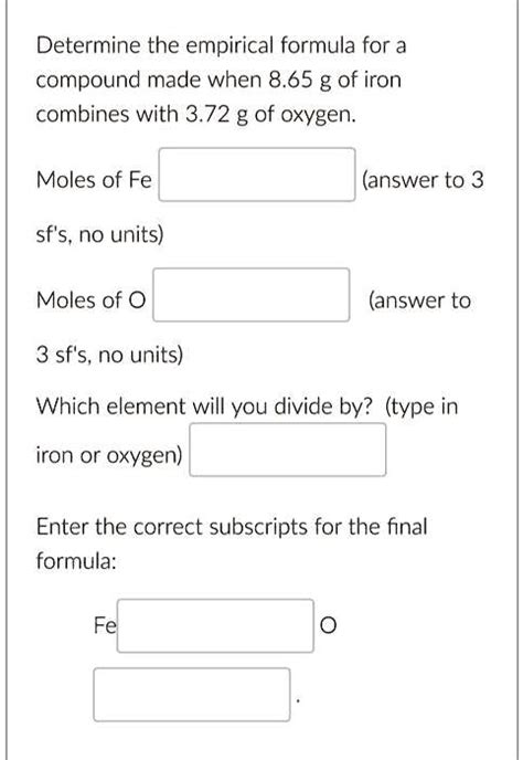 SOLVED Determine The Empirical Formula For A Compound Made When 8 65 G