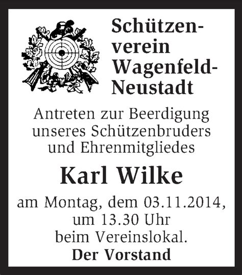 Traueranzeigen Von Karl Wilke Trauer Kreiszeitung De