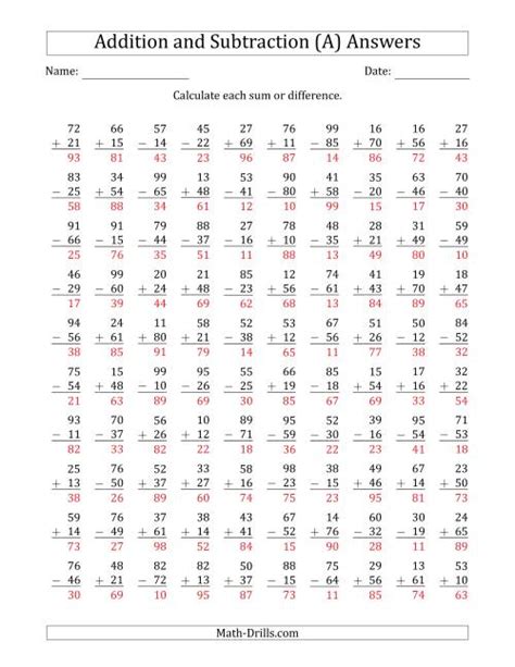 Adding And Subtracting Within Worksheets