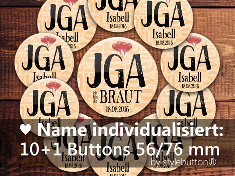 JGA Button Set 3 10 1 Personalisierte Buttons 56 76 Mm Etsy De