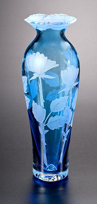 Rose Buds Vase With Cut Away Lip Glass Vase By Cynthia Myers