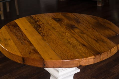 Round Reclaimed Pine Barnwood Table Top Clear Stain — Smucker Village