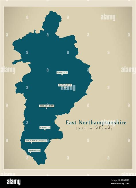 East Northamptonshire district map - England UK Stock Vector Image ...