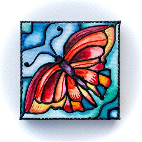 Butterfly Original Stained Glass Painting Etsy