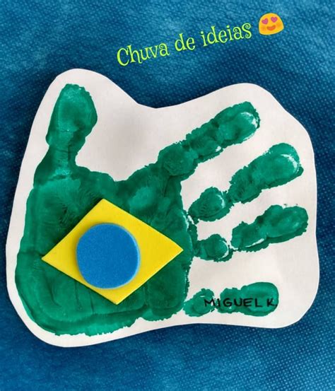 Bandeira do Brasil Educação infantil Pintura as mãos Bandeira