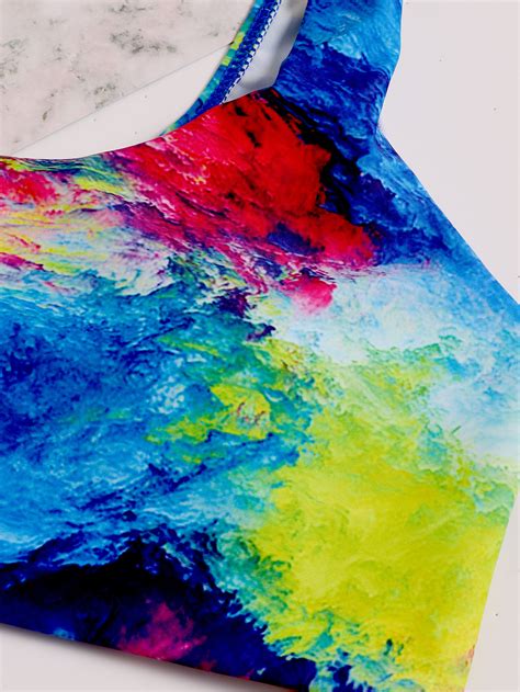 Starry Sky Print Tie Dye Sexy Triangle Bikini On Luulla