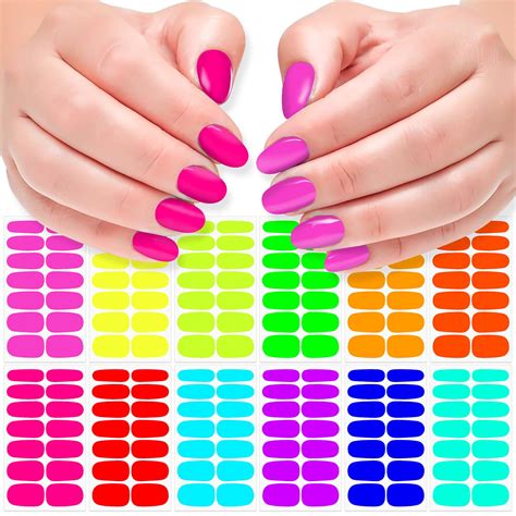 Amazon DANNEASY 12 Sheets Fluorescence Color Nail Wraps For Women