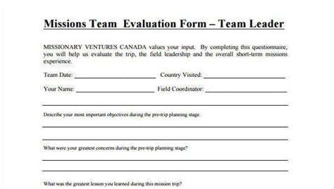 Free 8 Leadership Evaluation Forms In Pdf