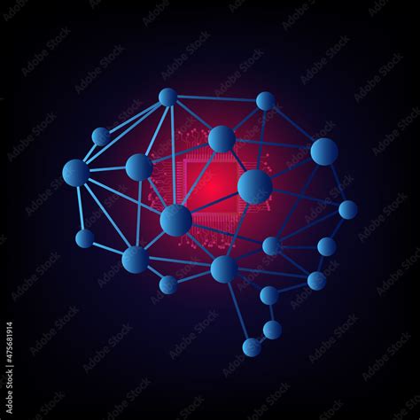 Neuralink and artificial intelligence concepts. A microchip is ...