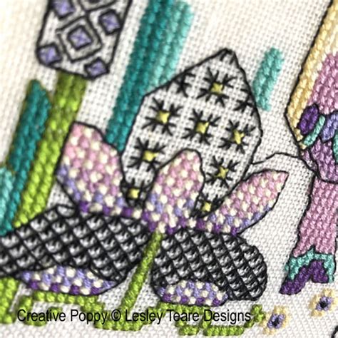 12 Birds Blackwork Flowers Cross Stitch Pattern By Lesley Teare