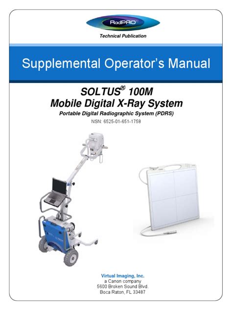 Radpro Soltus 100m Mobile Digital X Ray System Operators Manual A